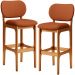 Kit 02 Banquetas Alta Bar Cozinha Sala Jantar Fixa Betta L02 Imbuia Tecido Terracota - Lyam Decor