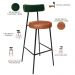 Kit 02 Banquetas Alta Bar Cozinha Sala Jantar Milão L02 Facto Verde Couríssimo Camel - Lyam Decor