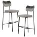 Kit 02 Banquetas Alta Bar Cozinha Sala Jantar Preto Elira L02 Couríssimo Preto Linho Cinza - Lyam Decor