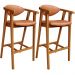 Kit 02 Banquetas Alta Cozinha Bancada Bar Sala de Jantar Fixa Cecília L02 Couríssimo Camel - Lyam