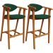 Kit 02 Banquetas Alta Cozinha Bancada Bar Sala de Jantar Fixa Cecília L02 Suede Verde Musgo - Lyam