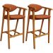 Kit 02 Banquetas Alta Cozinha Bancada Bar Sala de Jantar Fixa Cecília L02 Tecido Terracota - Lyam