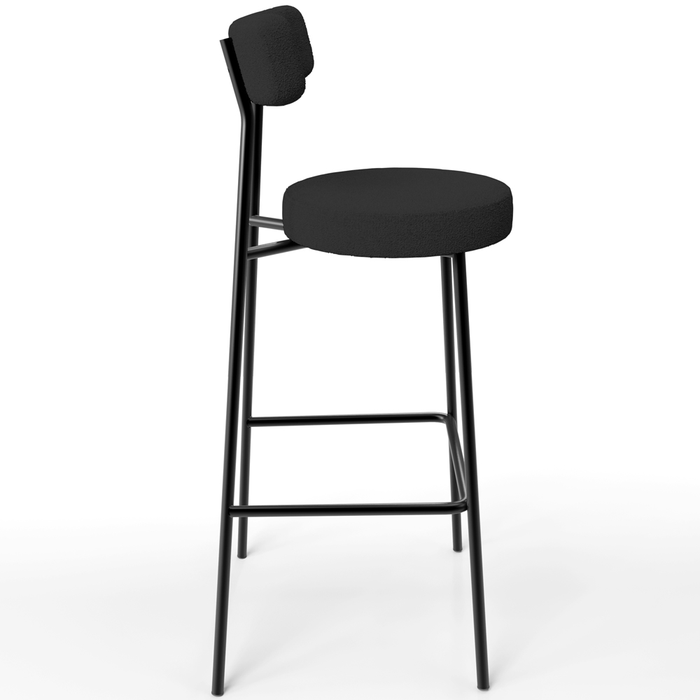 Kit 02 Banquetas Alta Cozinha Bar Sala Jantar Estrutura Em Aço Milão L02 Bouclê Preto - Lyam Decor