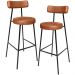Kit 02 Banquetas Alta Cozinha Bar Sala Jantar Estrutura Em Aço Milão L02 Couríssimo Camel - Lyam Decor