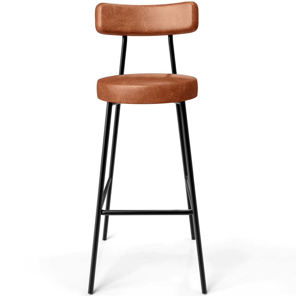 Kit 02 Banquetas Alta Cozinha Bar Sala Jantar Estrutura Em Aço Milão L02 Couríssimo Camel - Lyam Decor