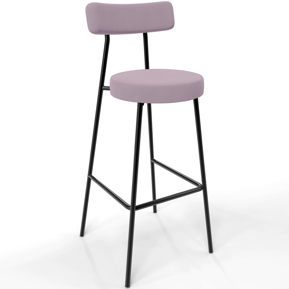 Kit 02 Banquetas Alta Cozinha Bar Sala Jantar Estrutura Em Aço Milão L02 Suede Rosê - Lyam Decor