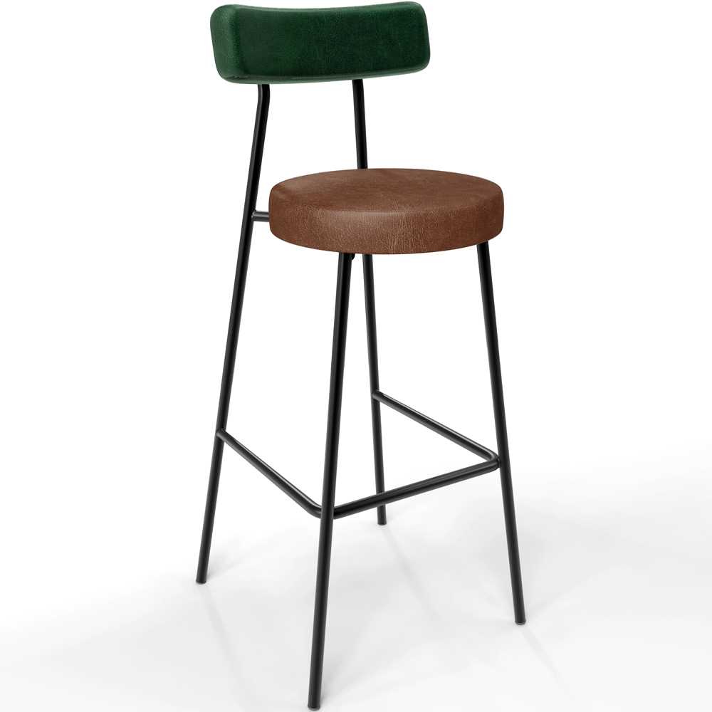 Kit 02 Banquetas Alta Cozinha Sala De Jantar Milão L02 Facto Verde Couríssimo Marrom - Lyam Decor