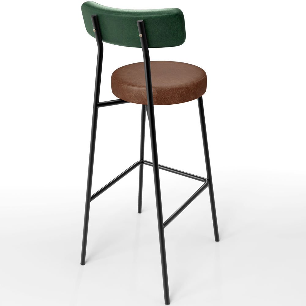 Kit 02 Banquetas Alta Cozinha Sala De Jantar Milão L02 Facto Verde Couríssimo Marrom - Lyam Decor