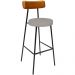 Kit 02 Banquetas Alta Cozinha Sala Jantar Aço Milão L02 Couríssimo Whisky Linho Bege - Lyam Decor