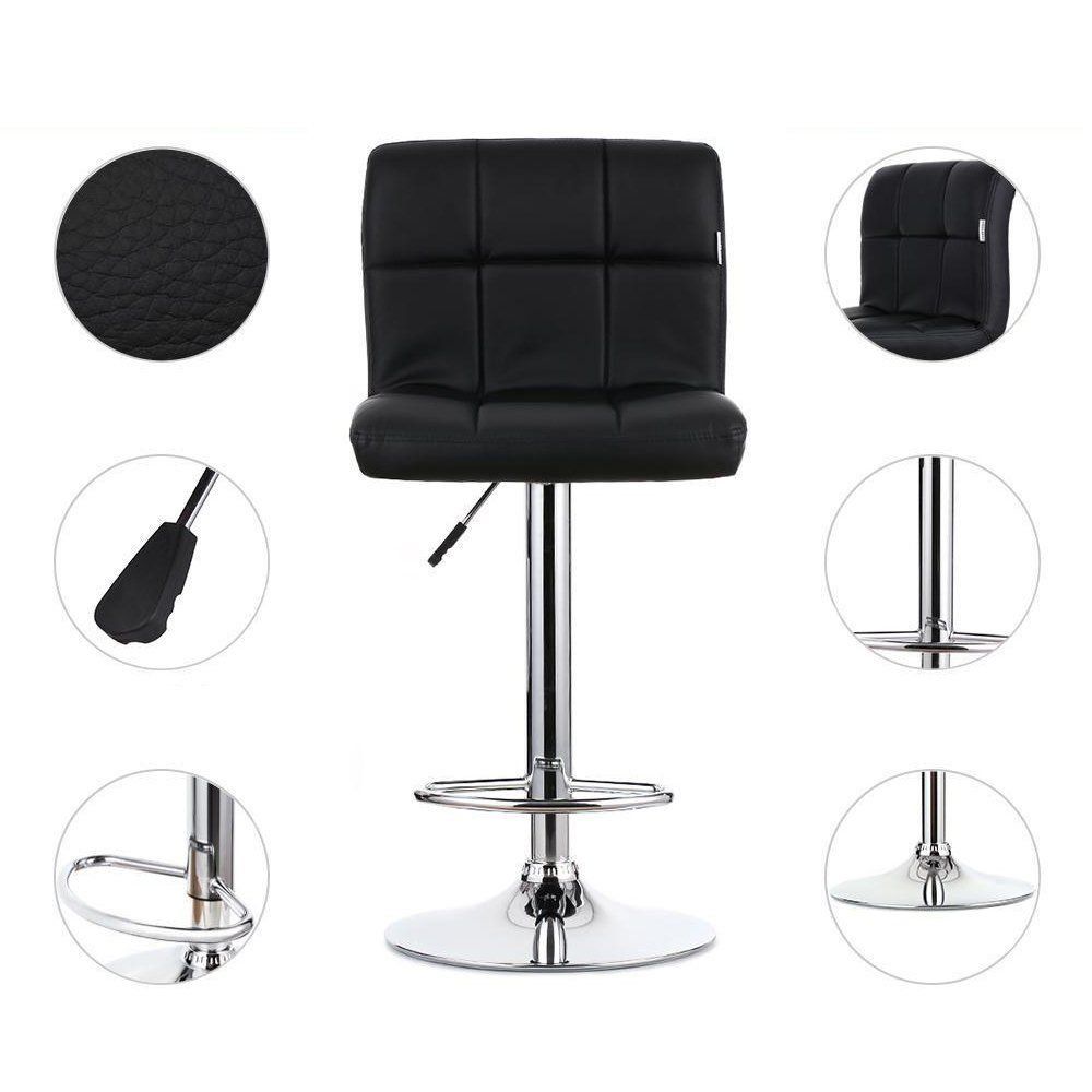 Kit 02 Banquetas Alta Estofada Para Cozinha Vox F03 Preto - Lyam Decor