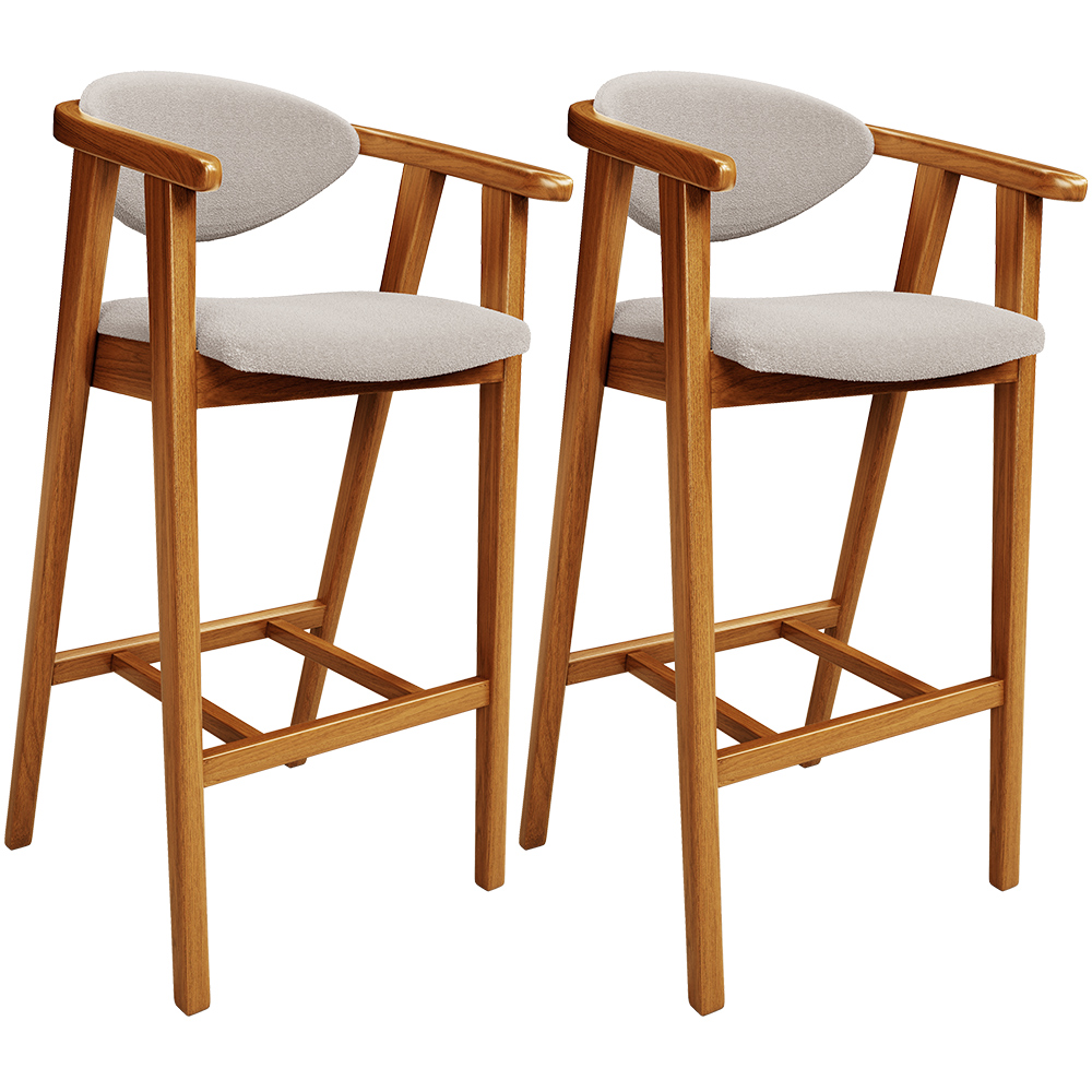 Kit 02 Banquetas Alta Para Cozinha Bancada Bar Sala de Jantar Fixa Cecília L02 Bouclê Creme - Lyam