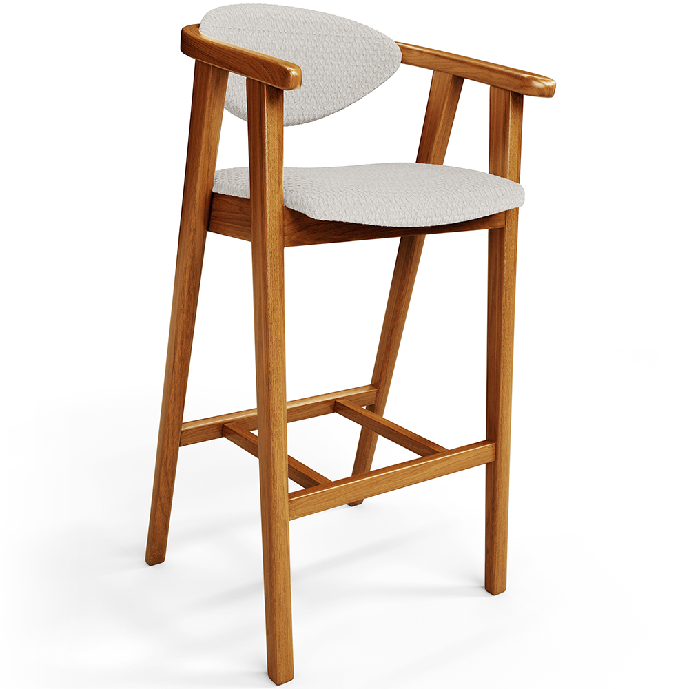 Kit 02 Banquetas Alta Para Cozinha Bancada Bar Sala de Jantar Fixa Cecília L02 Bouclê Cru - Lyam