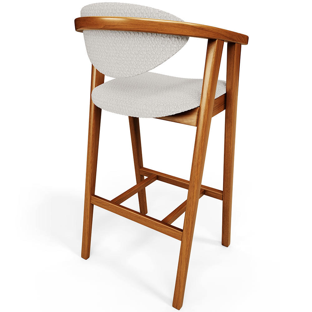 Kit 02 Banquetas Alta Para Cozinha Bancada Bar Sala de Jantar Fixa Cecília L02 Bouclê Cru - Lyam