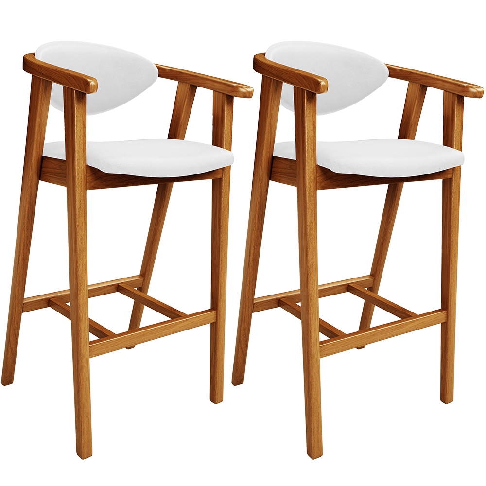 Kit 02 Banquetas Alta Para Cozinha Bancada Bar Sala de Jantar Fixa Cecília L02 Facto Branco - Lyam