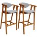 Kit 02 Banquetas Alta Para Cozinha Bancada Bar Sala de Jantar Fixa Cecília L02 Suede Cinza - Lyam