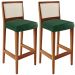 Kit 02 Banquetas Alta Para Cozinha Encosto em Tela Branco Zion L02 Facto Verde Musgo - Lyam Decor