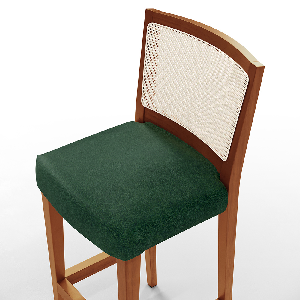 Kit 02 Banquetas Alta Para Cozinha Encosto em Tela Branco Zion L02 Facto Verde Musgo - Lyam Decor