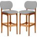 Kit 02 Banquetas Alta Para Cozinha Madeira Fixa Betta L02 Imbuia Facto Cinza - Lyam Decor