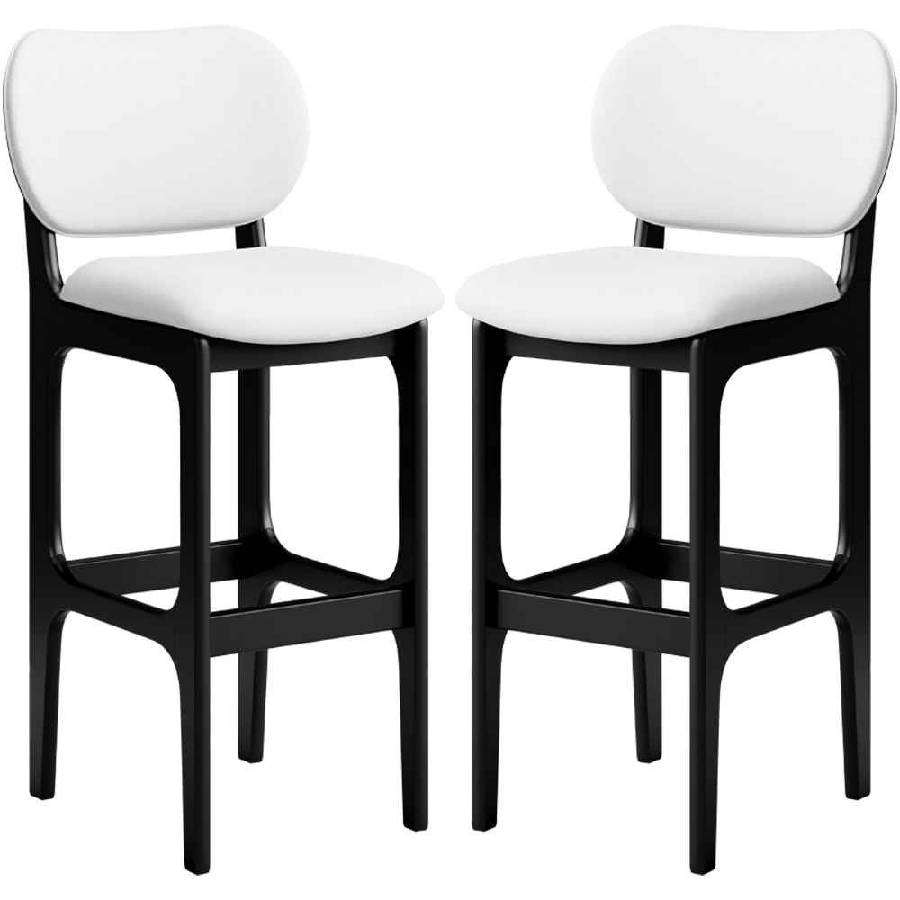 Kit 02 Banquetas Alta Para Cozinha Madeira Fixa Betta L02 Preto Facto Branco - Lyam Decor