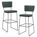 Kit 02 Banquetas Alta Para Cozinha Sala Base em Aço Fixa Allana L02 Linho Verde Musgo - Lyam Decor
