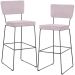 Kit 02 Banquetas Alta Para Cozinha Sala De Jantar Base Em Aço Allana L02 Suede Rosê - Lyam Decor