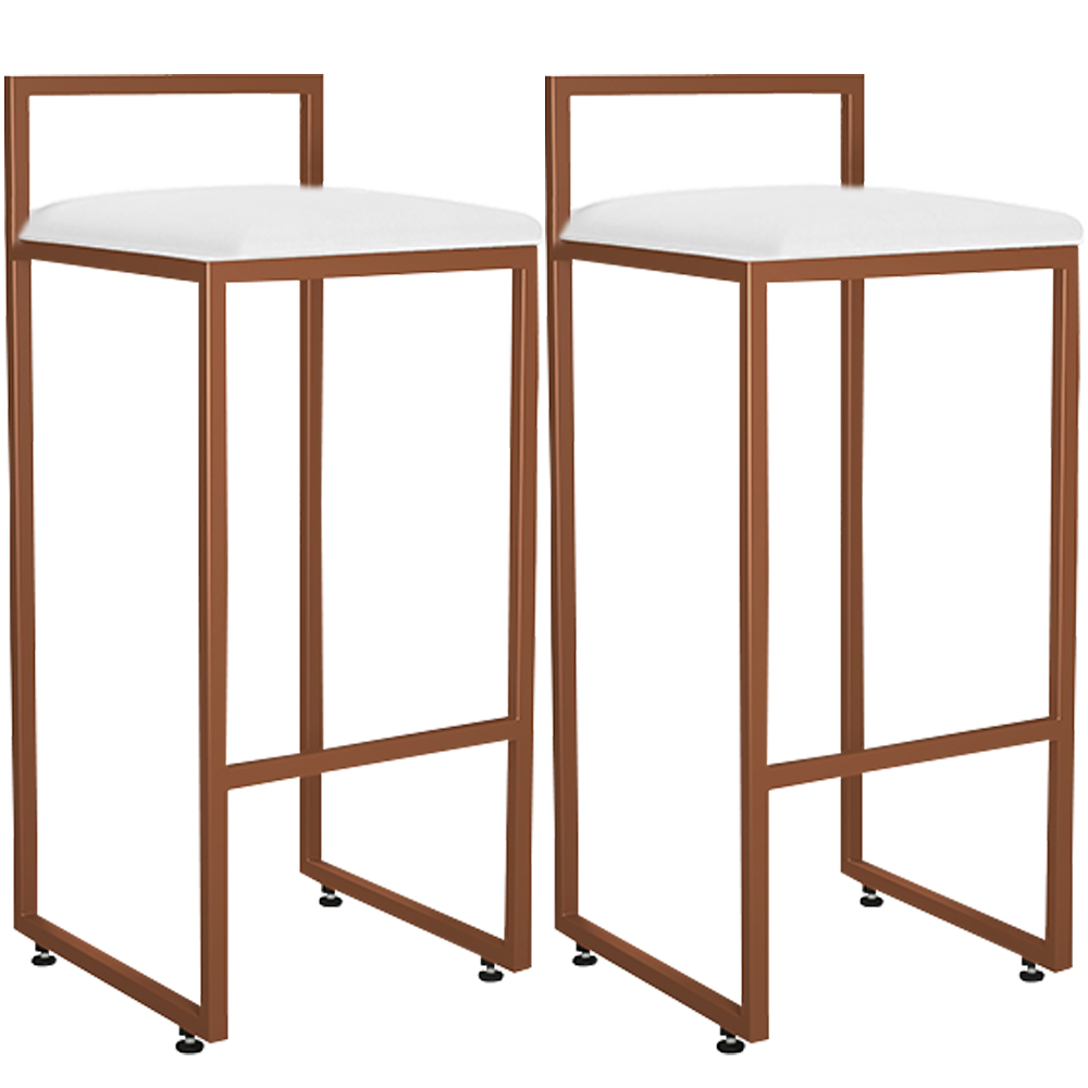 Kit 02 Banquetas Alta Para Cozinha Sala De Jantar Hanna L02 Bronze Corano Branco - Lyam Decor