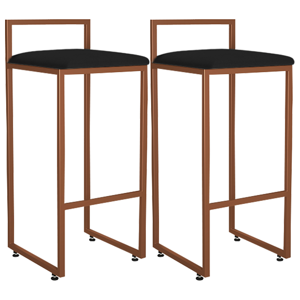 Kit 02 Banquetas Alta Para Cozinha Sala De Jantar Hanna L02 Bronze Corano Preto - Lyam Decor