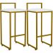 Kit 02 Banquetas Alta Para Cozinha Sala De Jantar Hanna L02 Dourado Corano Branco - Lyam Decor