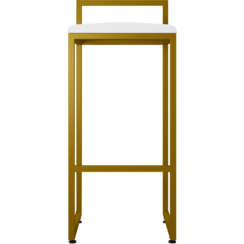 Kit 02 Banquetas Alta Para Cozinha Sala De Jantar Hanna L02 Dourado Corano Branco - Lyam Decor