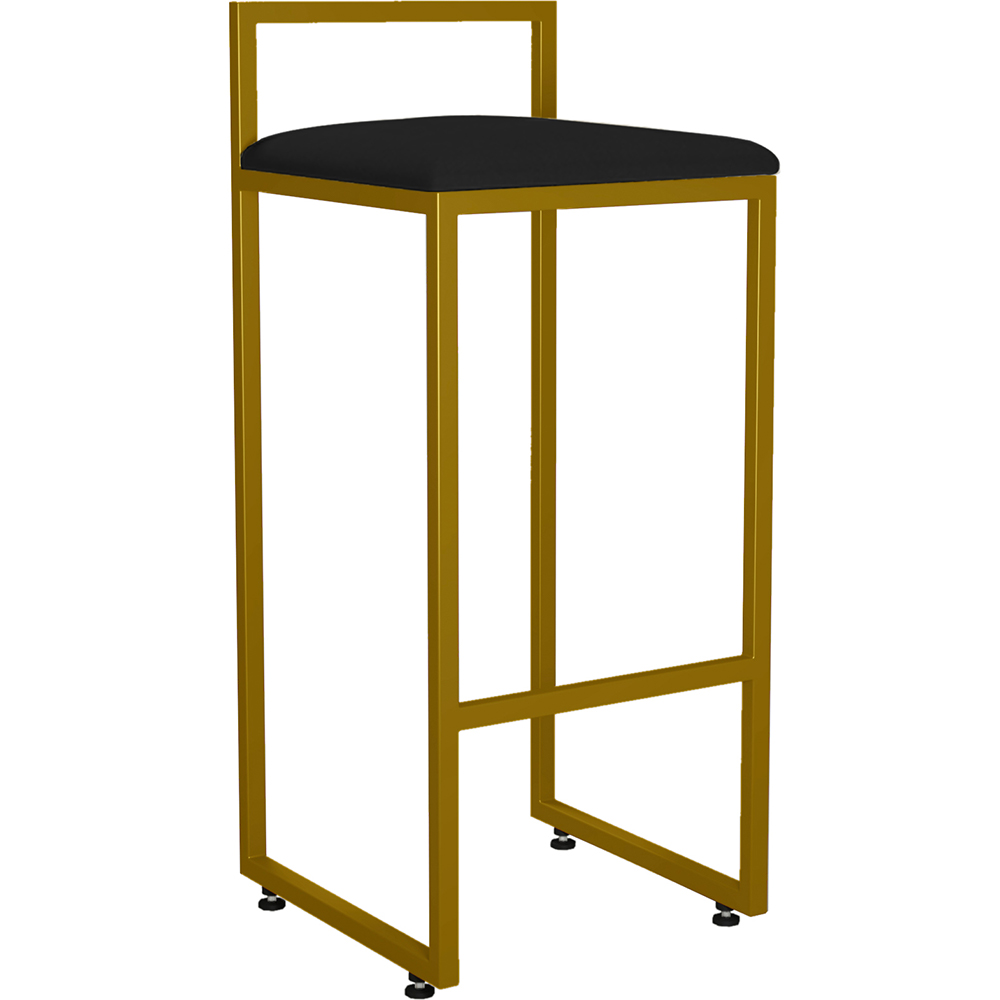 Kit 02 Banquetas Alta Para Cozinha Sala De Jantar Hanna L02 Dourado Corano Preto - Lyam Decor