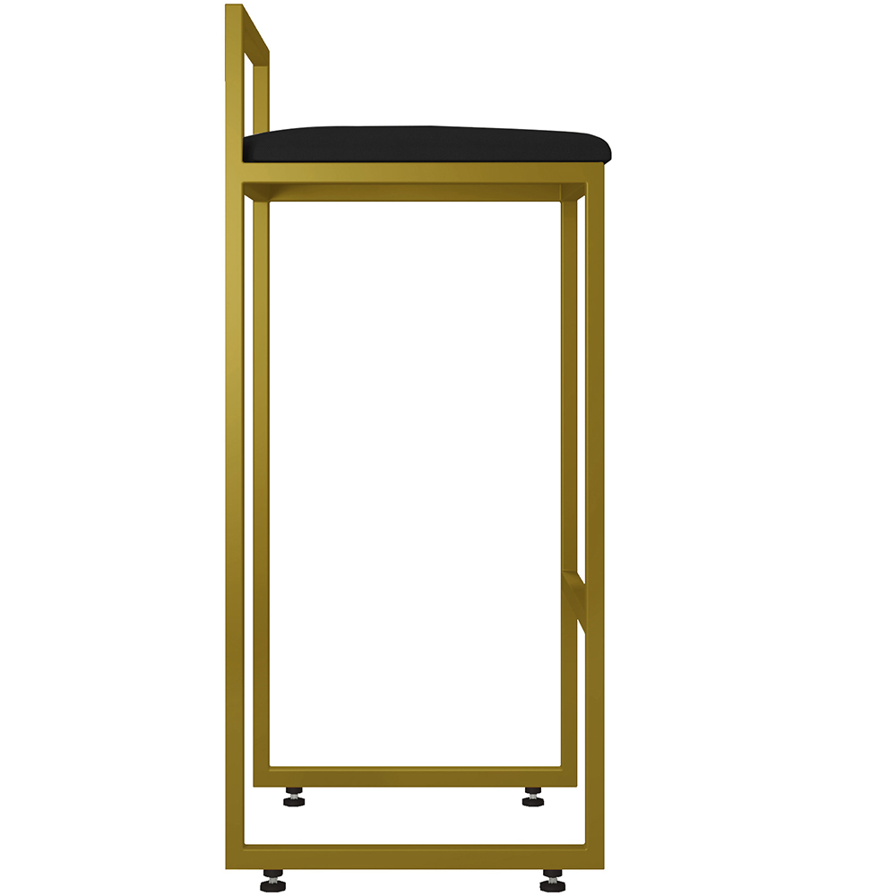 Kit 02 Banquetas Alta Para Cozinha Sala De Jantar Hanna L02 Dourado Corano Preto - Lyam Decor