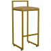 Kit 02 Banquetas Alta Para Cozinha Sala De Jantar Hanna L02 Dourado Linho Bege Escuro - Lyam Decor