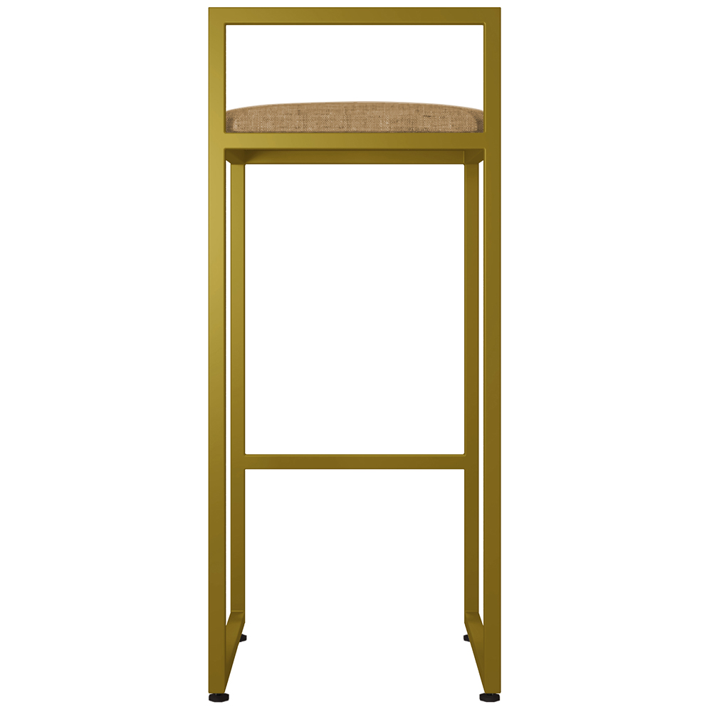 Kit 02 Banquetas Alta Para Cozinha Sala De Jantar Hanna L02 Dourado Linho Bege Escuro - Lyam Decor