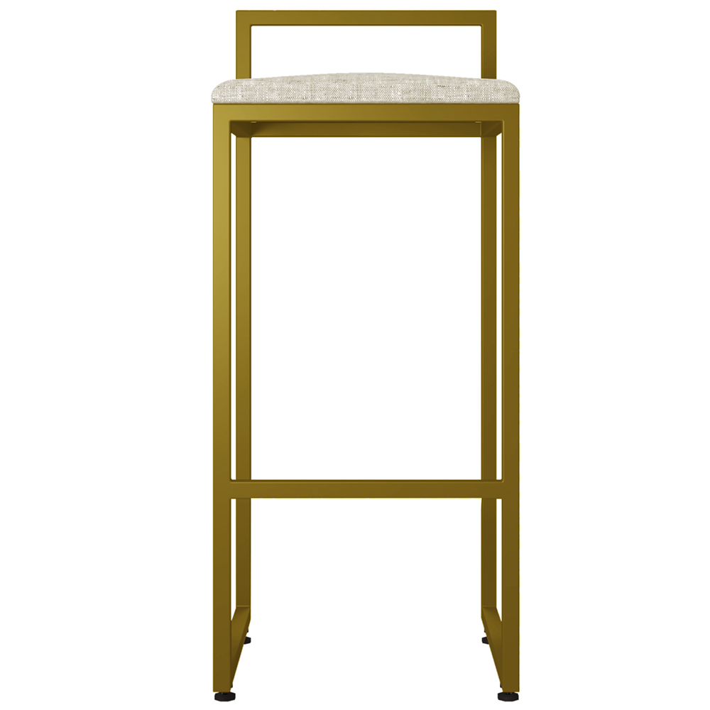Kit 02 Banquetas Alta Para Cozinha Sala De Jantar Hanna L02 Dourado Linho Cru - Lyam Decor