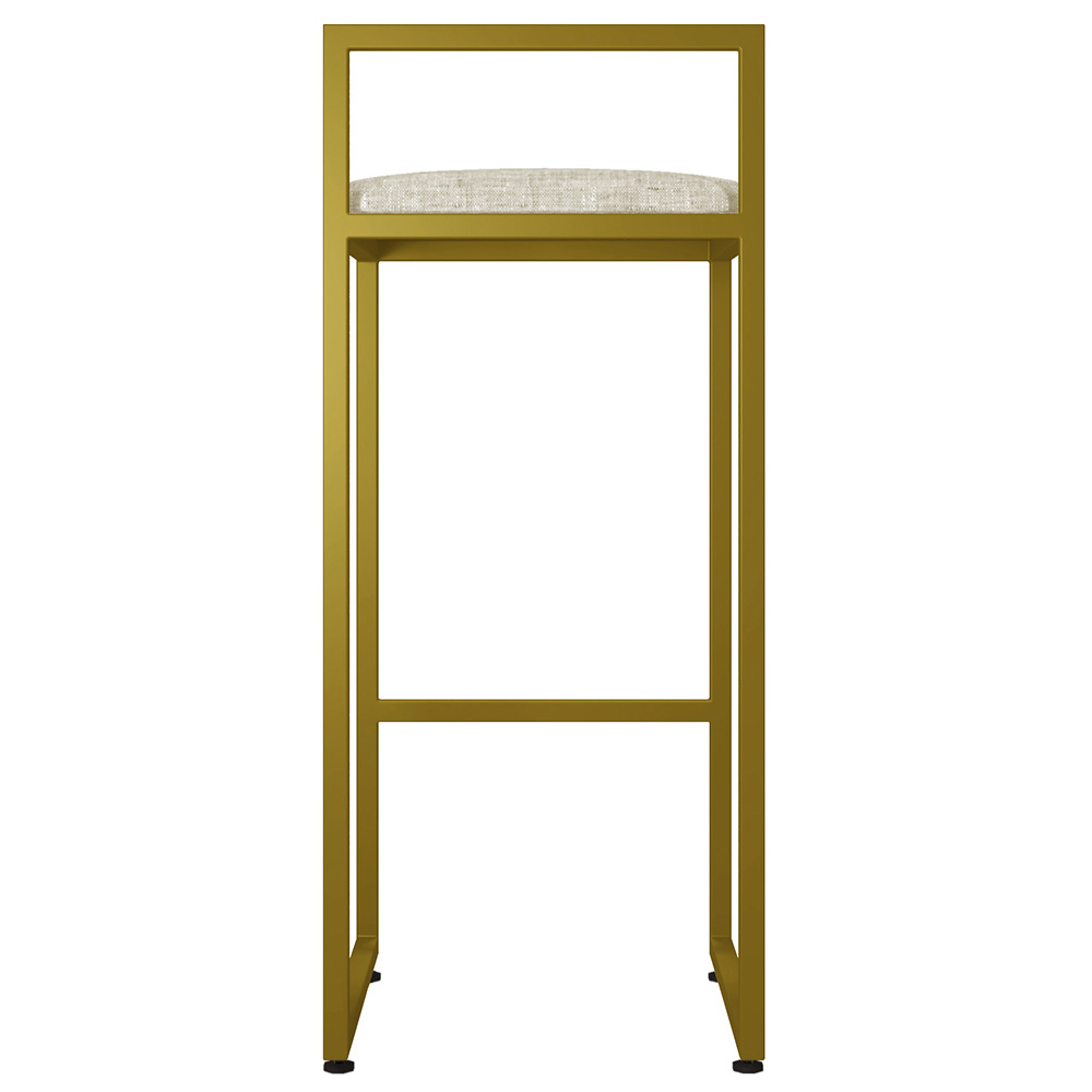 Kit 02 Banquetas Alta Para Cozinha Sala De Jantar Hanna L02 Dourado Linho Cru - Lyam Decor