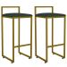 Kit 02 Banquetas Alta Para Cozinha Sala De Jantar Hanna L02 Dourado Linho Verde Musgo - Lyam Decor