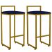 Kit 02 Banquetas Alta Para Cozinha Sala De Jantar Hanna L02 Dourado Suede Azul Marinho - Lyam Decor