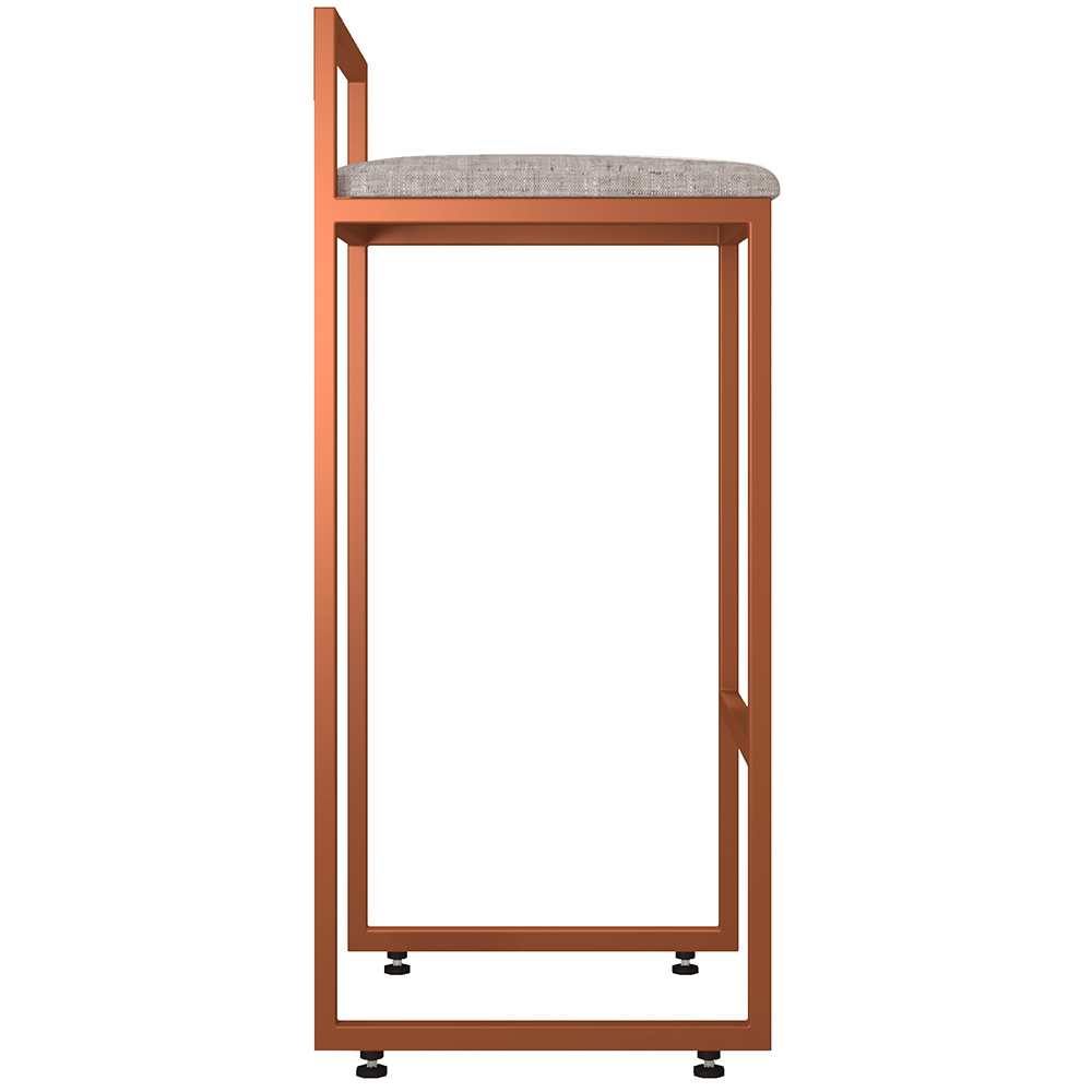 Kit 02 Banquetas Alta Para Cozinha Sala de Jantar Hanna L02 Bronze Linho Bege - Lyam Decor