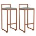 Kit 02 Banquetas Alta Para Cozinha Sala de Jantar Hanna L02 Bronze Linho Cinza Escuro - Lyam Decor