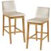 Kit 02 Banquetas Altas Estofada Para Cozinha Sala De Jantar Fixa Elis B05 Facto Bege - Lyam Decor