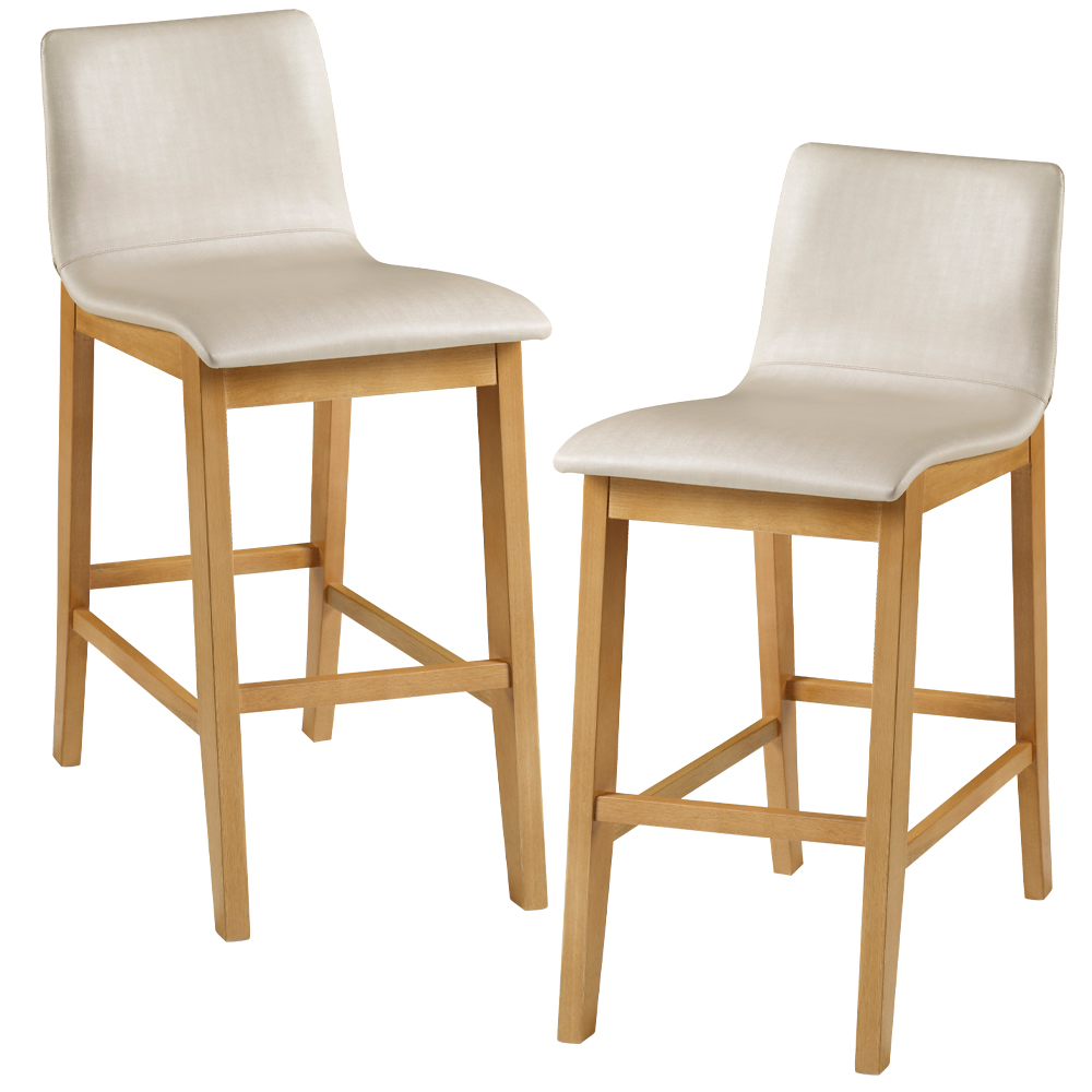 Kit 02 Banquetas Altas Estofada Para Cozinha Sala De Jantar Fixa Elis B05 Facto Bege - Lyam Decor
