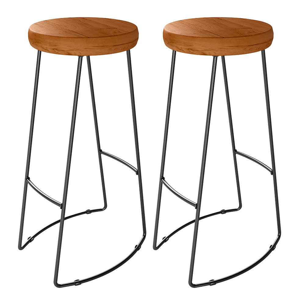 Kit 02 Banquetas Altas Industrial Para Cozinha Sala de Jantar Maia  D01 Peroba Rosa - Lyam Decor