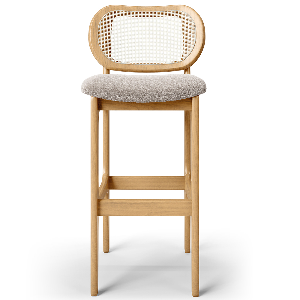 Kit 02 Banquetas Altas Para Cozinha Bancada Sala Tela Betta Fixa L02 Bouclê Creme - Lyam