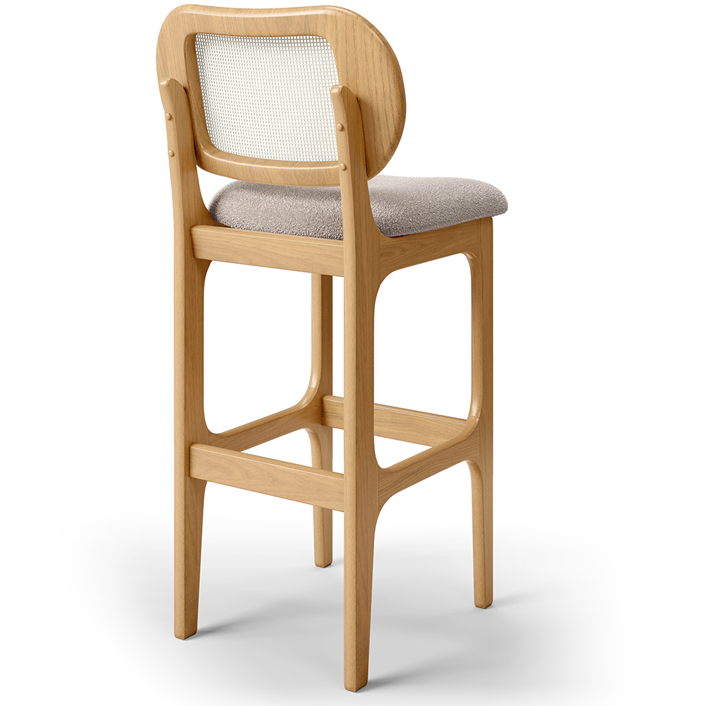Kit 02 Banquetas Altas Para Cozinha Bancada Sala Tela Betta Fixa L02 Bouclê Creme - Lyam