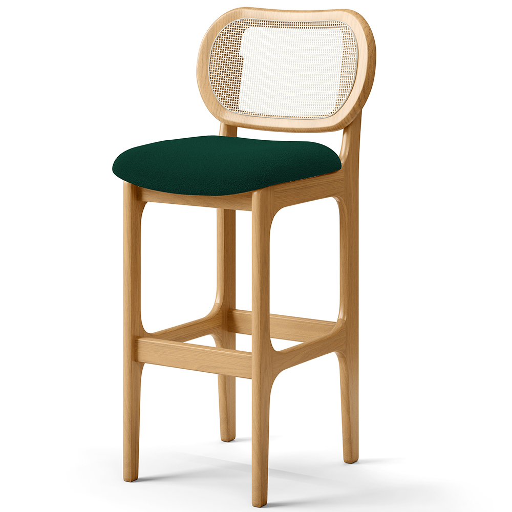 Kit 02 Banquetas Altas Para Cozinha Bancada Sala Tela Betta Fixa L02 Bouclê Verde - Lyam