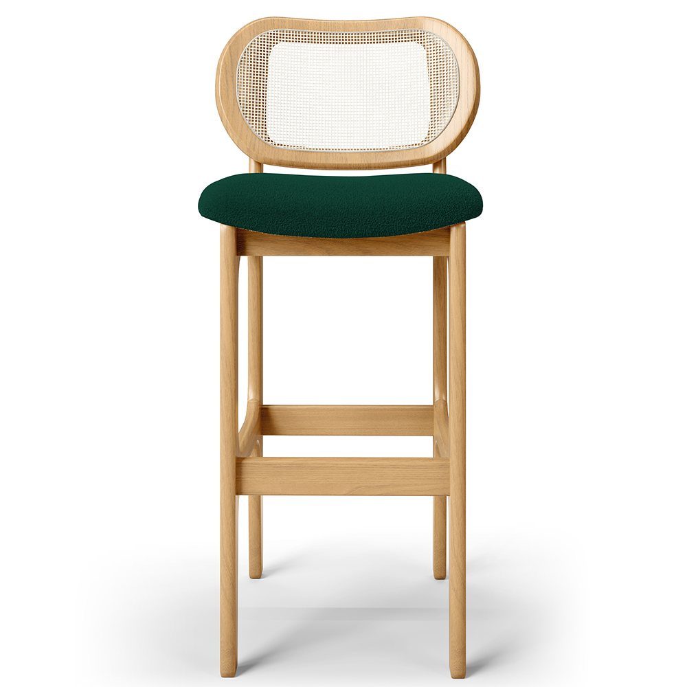 Kit 02 Banquetas Altas Para Cozinha Bancada Sala Tela Betta Fixa L02 Bouclê Verde - Lyam