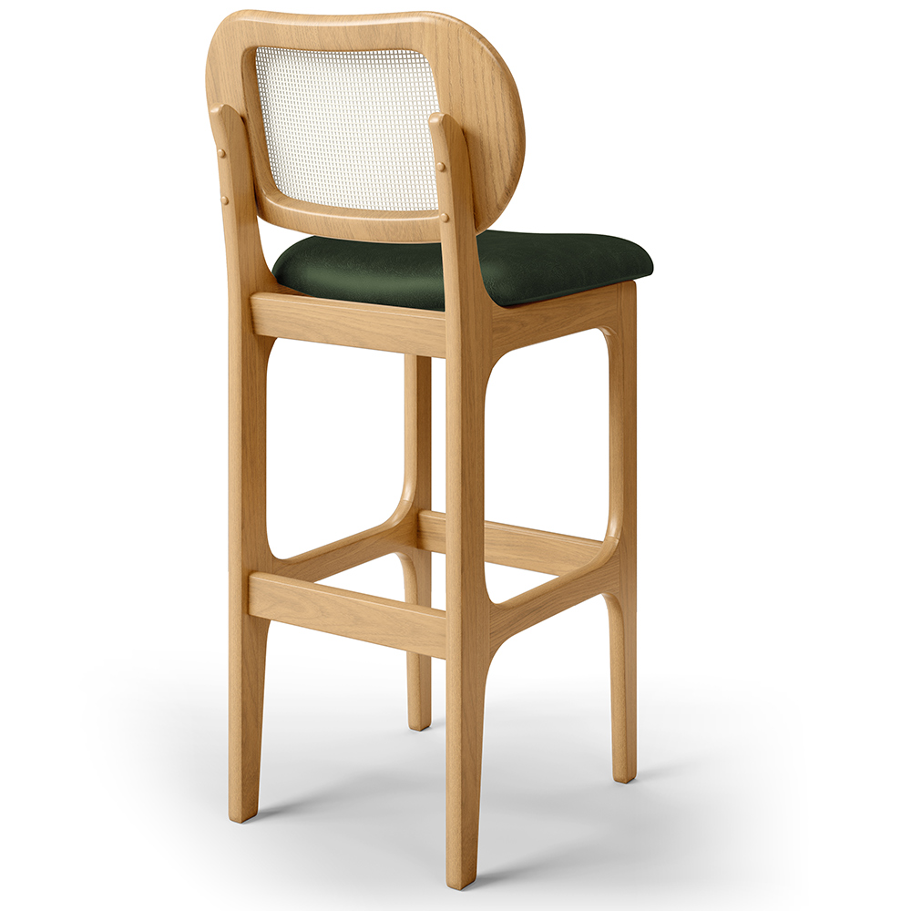 Kit 02 Banquetas Altas Para Cozinha Bancada Sala Tela Betta Fixa L02 Couríssimo Verde Musgo - Lyam