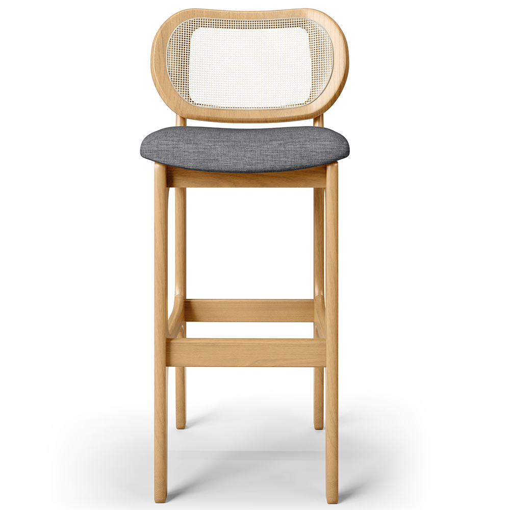 Kit 02 Banquetas Altas Para Cozinha Bancada Sala Tela Betta Fixa L02 Linho Cinza Escuro - Lyam