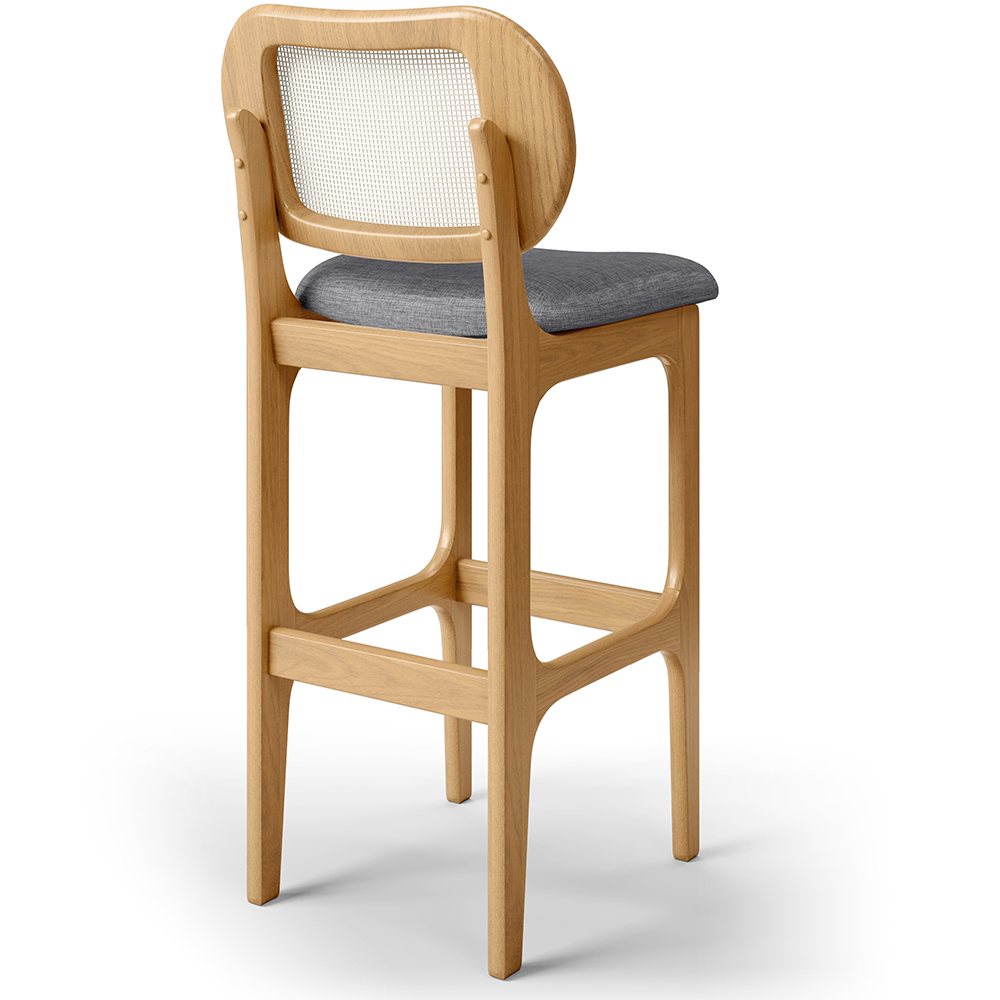 Kit 02 Banquetas Altas Para Cozinha Bancada Sala Tela Betta Fixa L02 Linho Cinza Escuro - Lyam