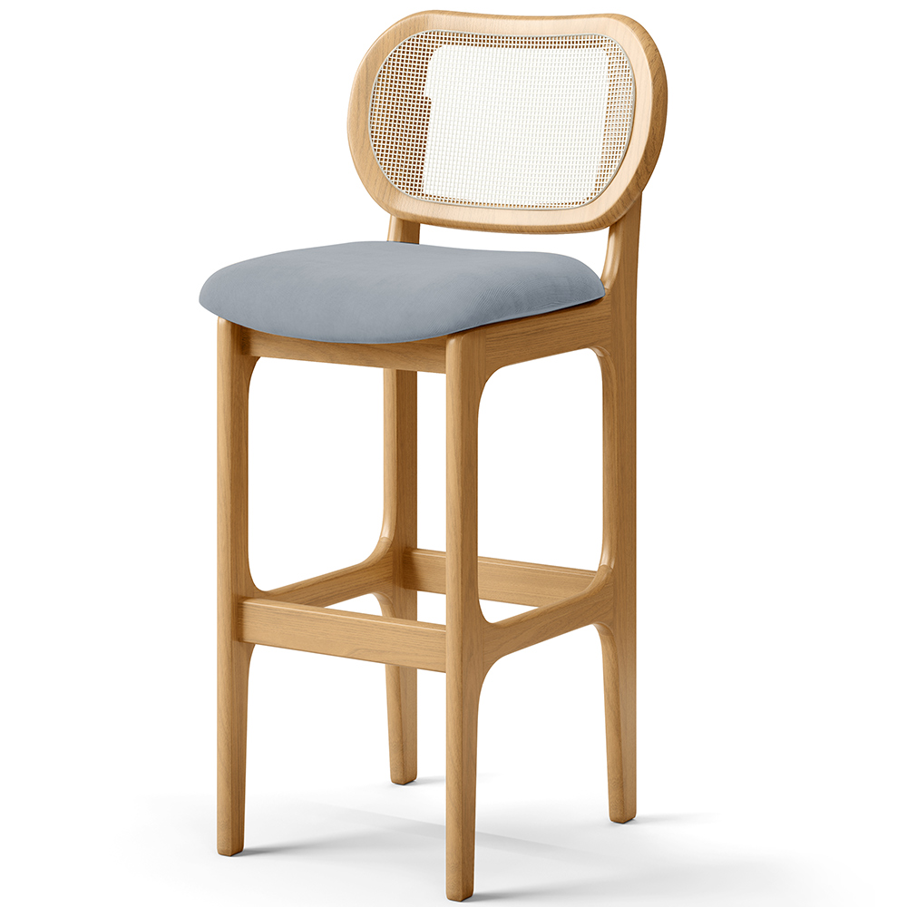 Kit 02 Banquetas Altas Para Cozinha Bancada Sala Tela Betta Fixa L02 Suede Cinza - Lyam